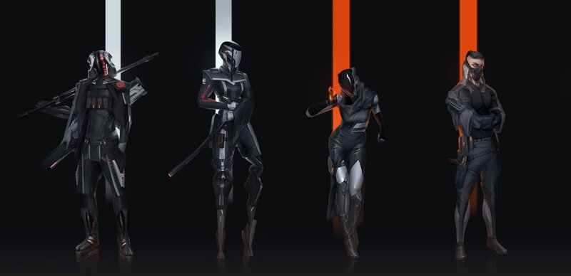 Four Armored Figures — Black