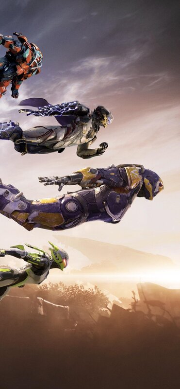 Four Armored Figures Falling