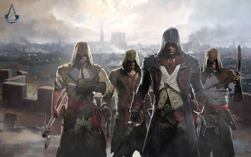 Four Assassins on Rooftop