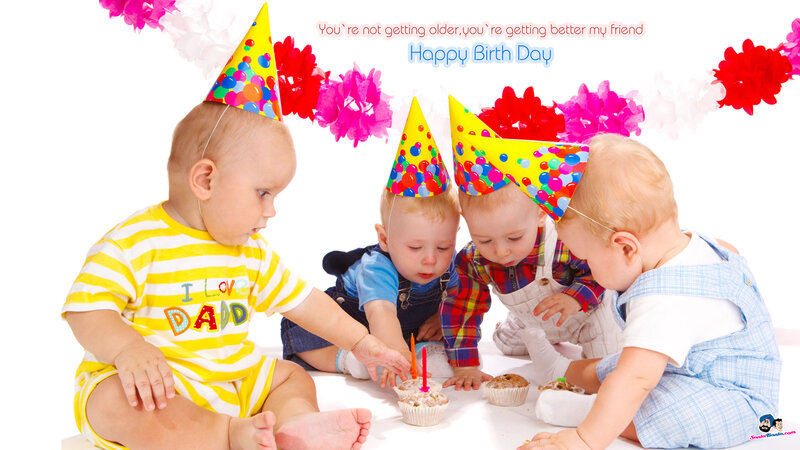 Four Babies at Birthday Party