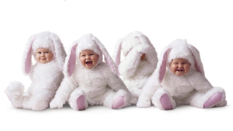 Four Babies in Bunny Suits
