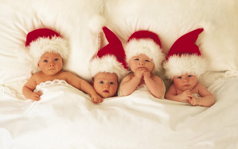 Four Babies in Hats