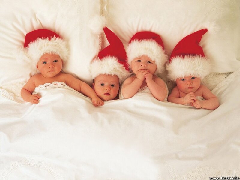 Four Babies in Hats — White, Calm