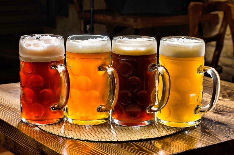 Four Beer Mugs — Brown, Warm