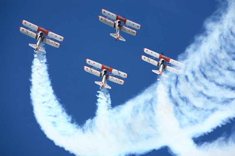 Four Biplanes in Formation