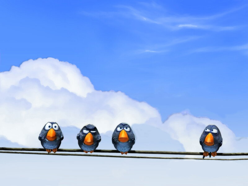 Four Birds on a Wire — Blue