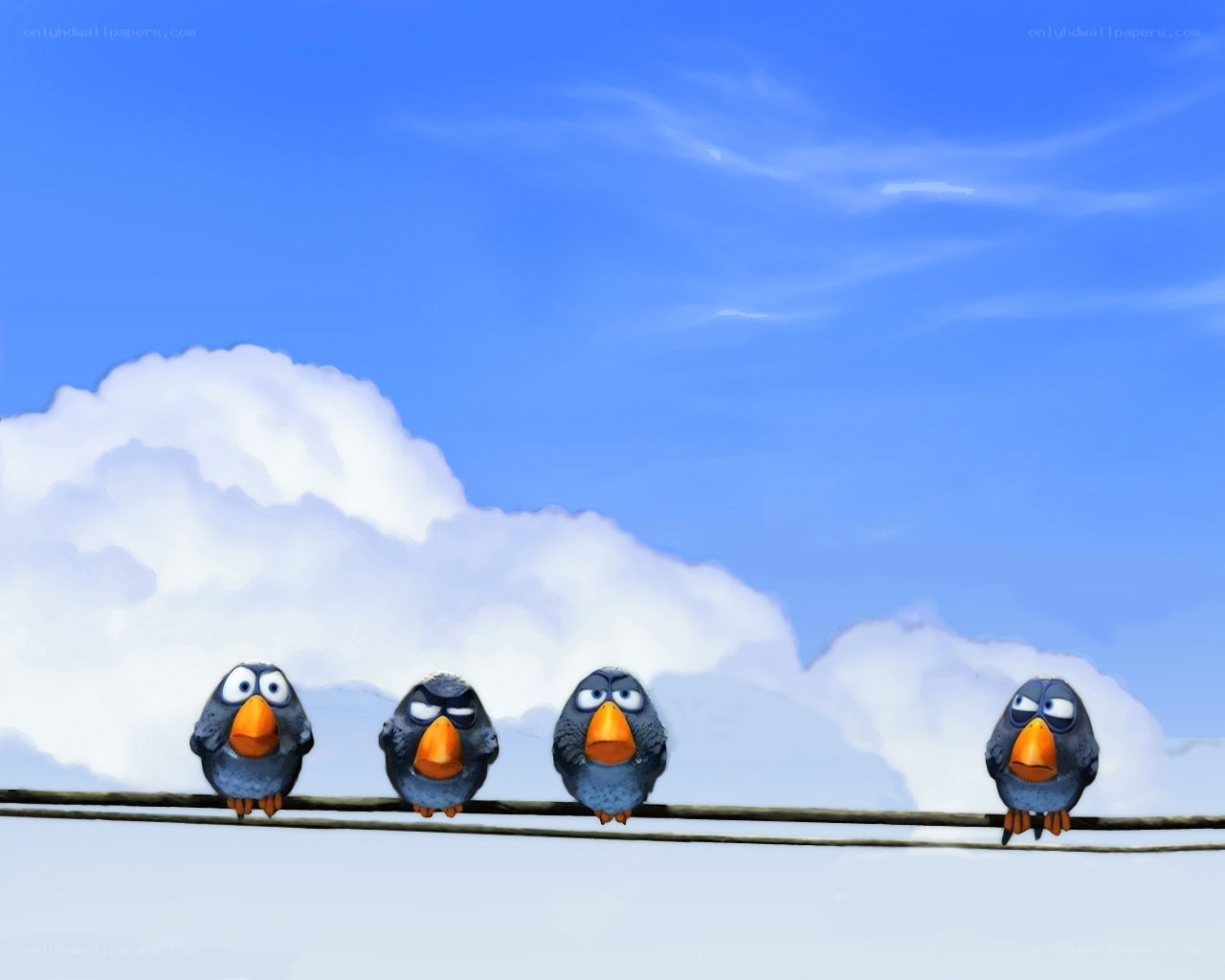four birds on a wire