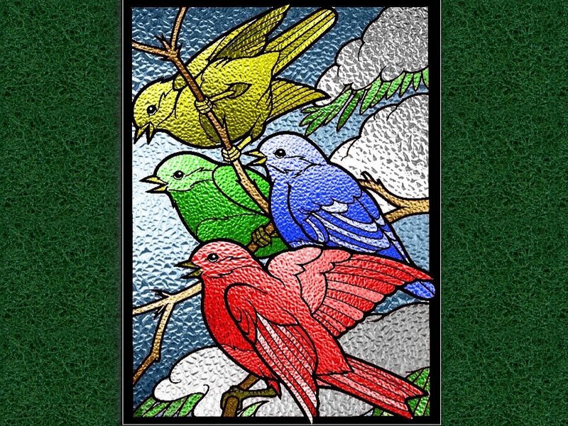 Four Birds on Branches