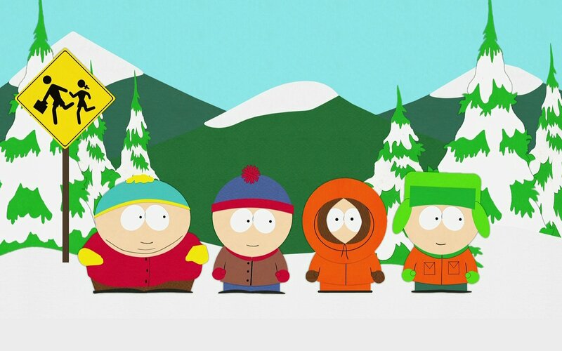 Four Boys in Winter Clothes — White, Calm, Illustration