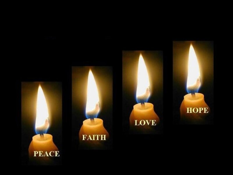 Four Candles with Flames