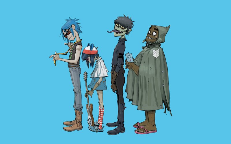 Four Cartoon Band Members — Blue