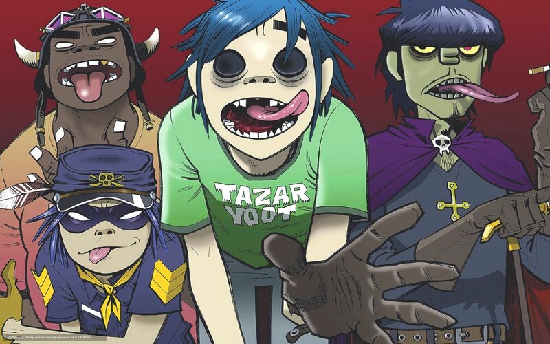 Four Cartoon Band Members — Red