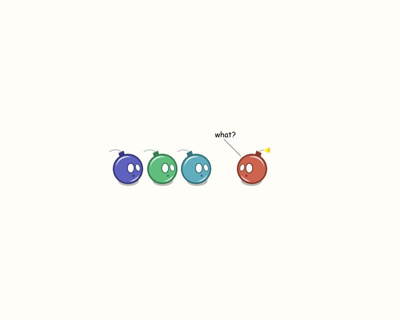 Four Cartoon Bombs — Blue