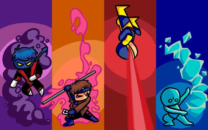 Four Cartoon Characters — Purple