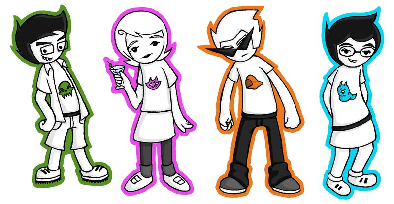 Four Cartoon Characters — White