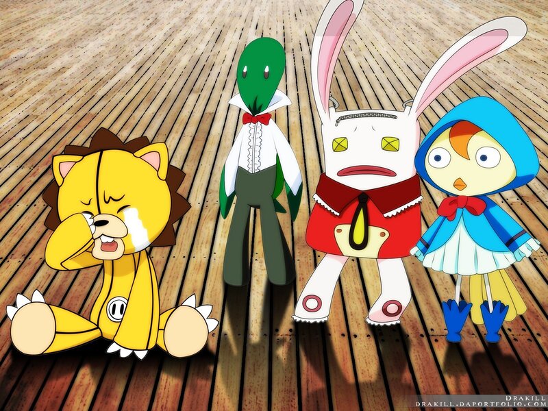 Four Cartoon Characters — Yellow, Playful