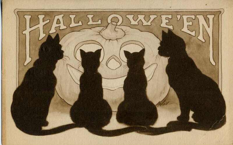 Four Cats and a Pumpkin