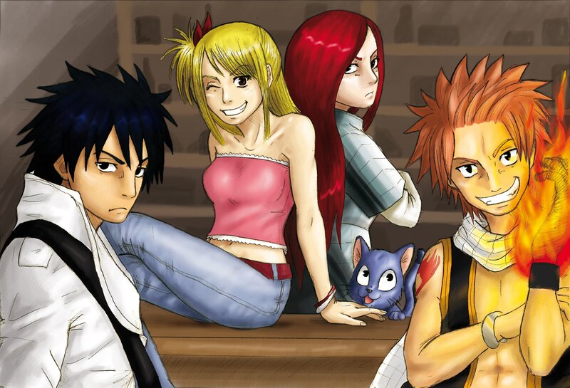Four Characters and a Cat — Yellow