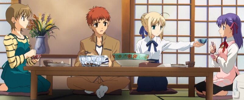 Four Characters at Table — Brown