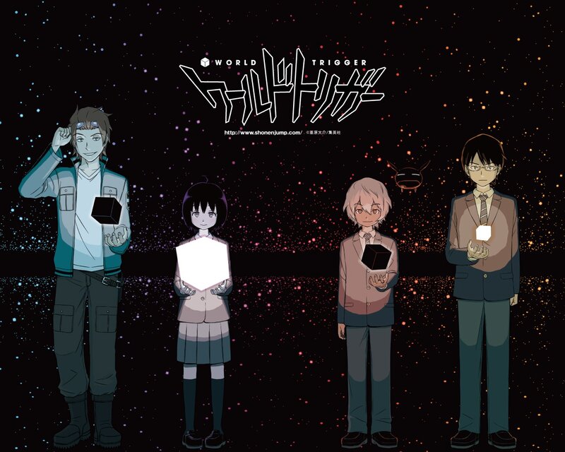 Four Characters Holding Cubes — Black