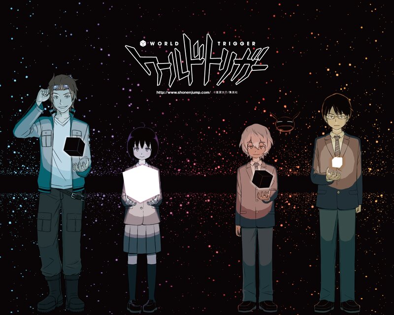 Four Characters Holding Cubes