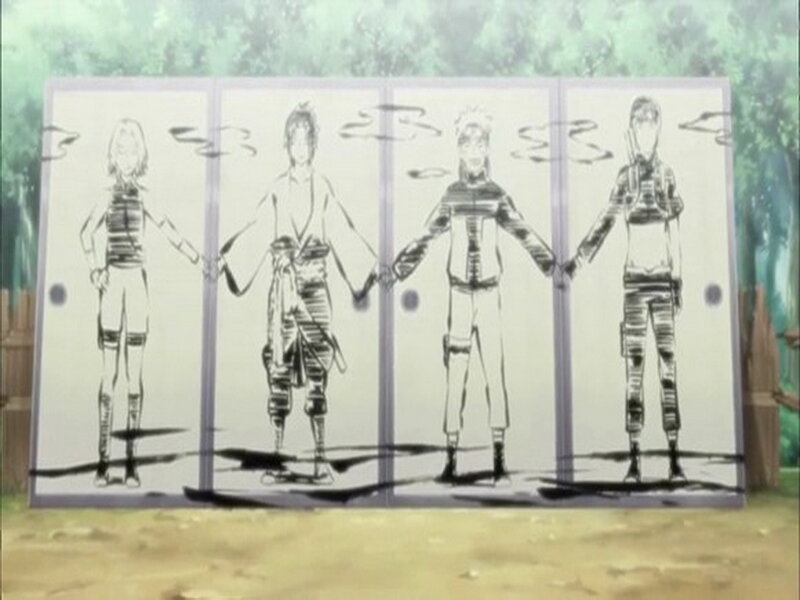 Four Characters Holding Hands