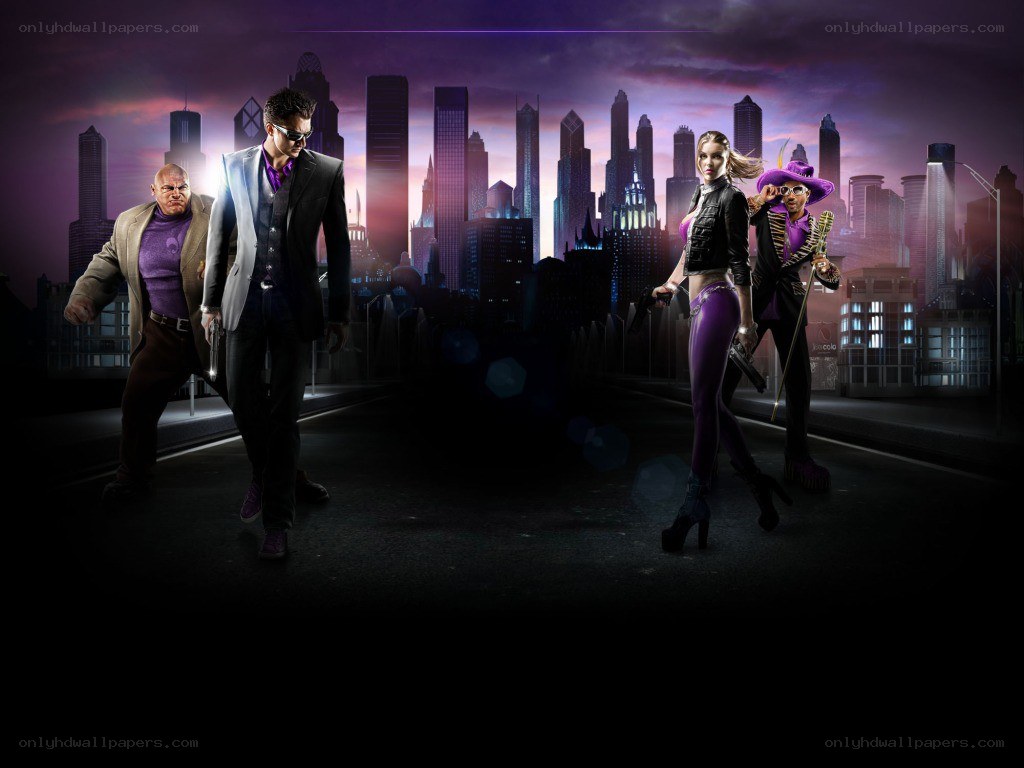 four characters in a cityscape