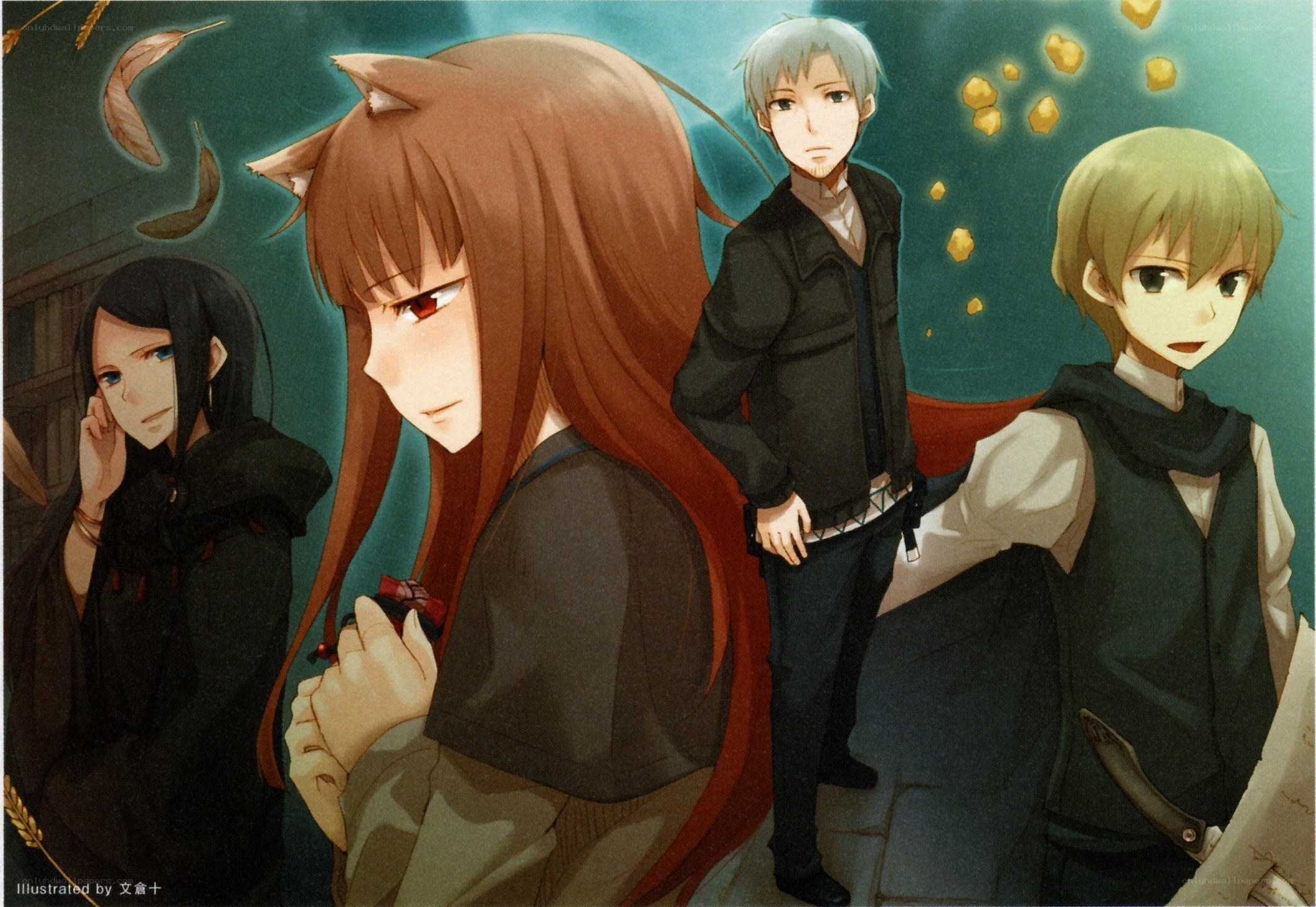 Four characters in a fantasy scene