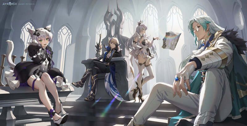 Four Characters in a Hall — White