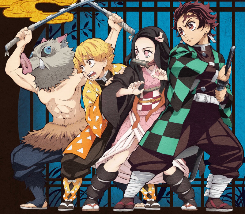 Four Characters in Action — Blue, Dramatic, Anime