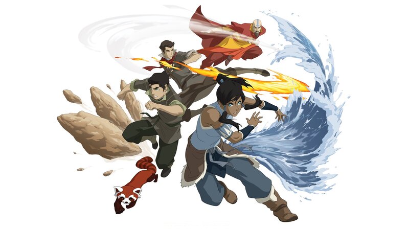 Four Characters in Action — Blue, Dynamic, Anime, Fire