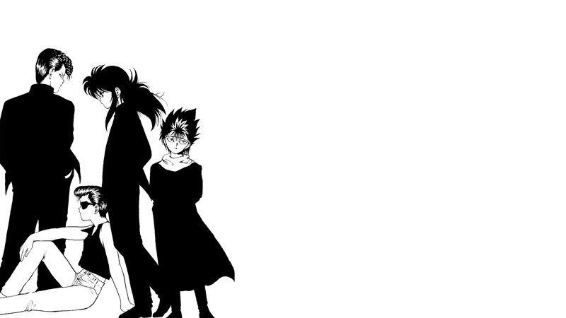 Four Characters in Black and White — Dramatic, Manga, Anime Characters