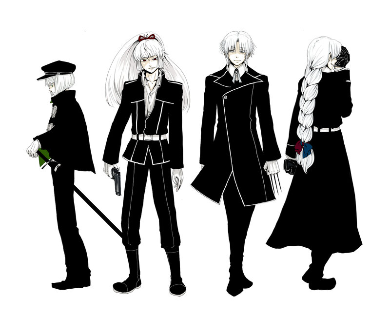 Four Characters in Black Uniforms