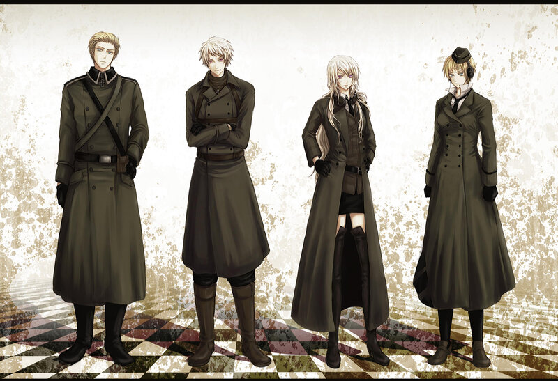 Four Characters in Coats