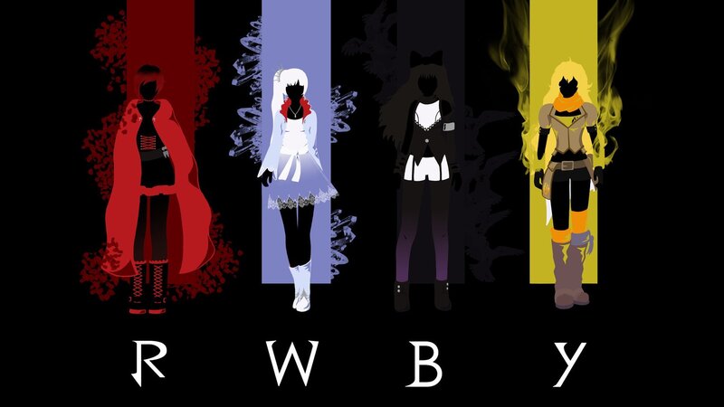 Four Characters in Colored Panels — Black, Dramatic