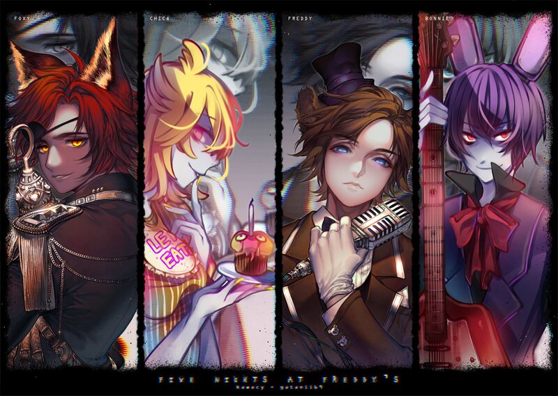 Four Characters in Costumes — Purple