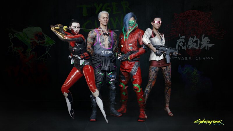 Four Characters in Cyberpunk Outfits