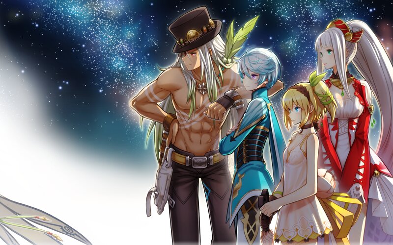 Four Characters in Fantasy Attire — Blue