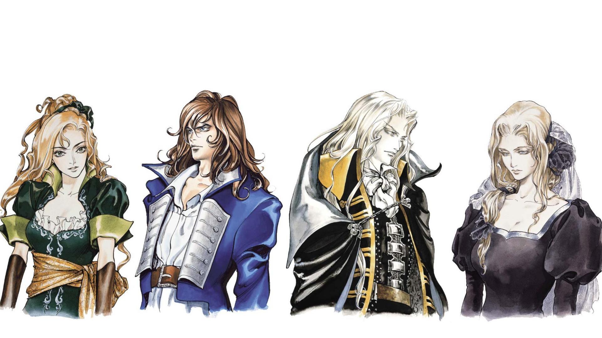 Four characters in fantasy attire