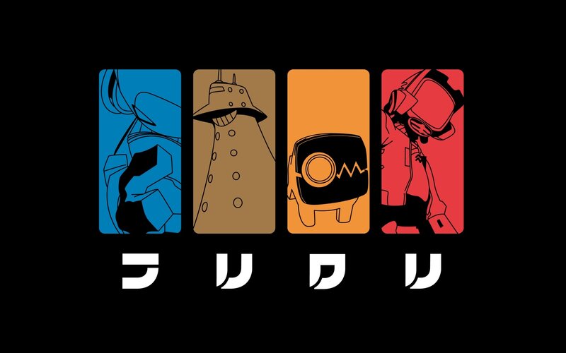 Four Characters in Panels — Blue