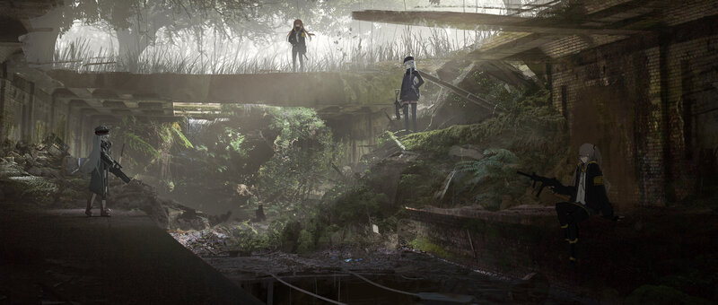 Four Characters in Ruins — Green