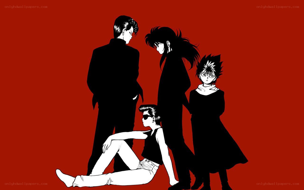 Four characters in silhouette