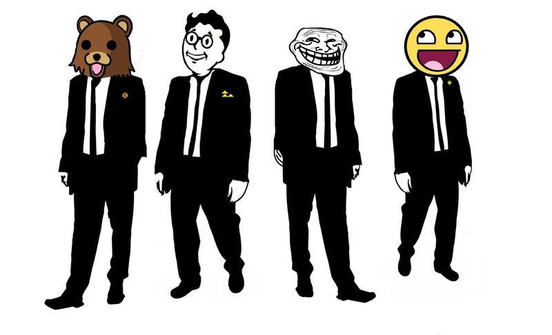 four characters in suits