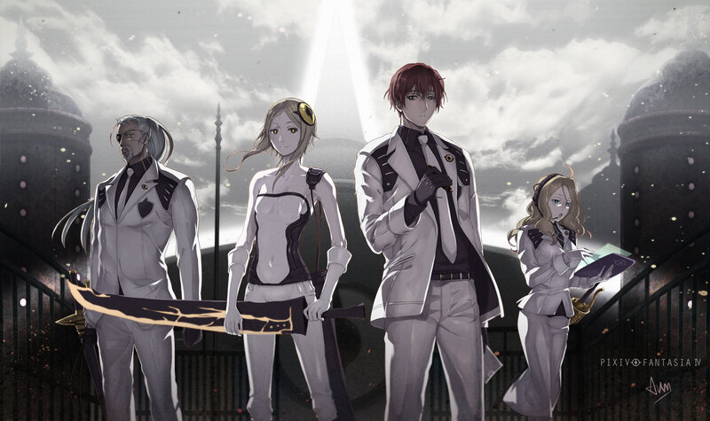 Four Characters in White Uniforms — Dramatic