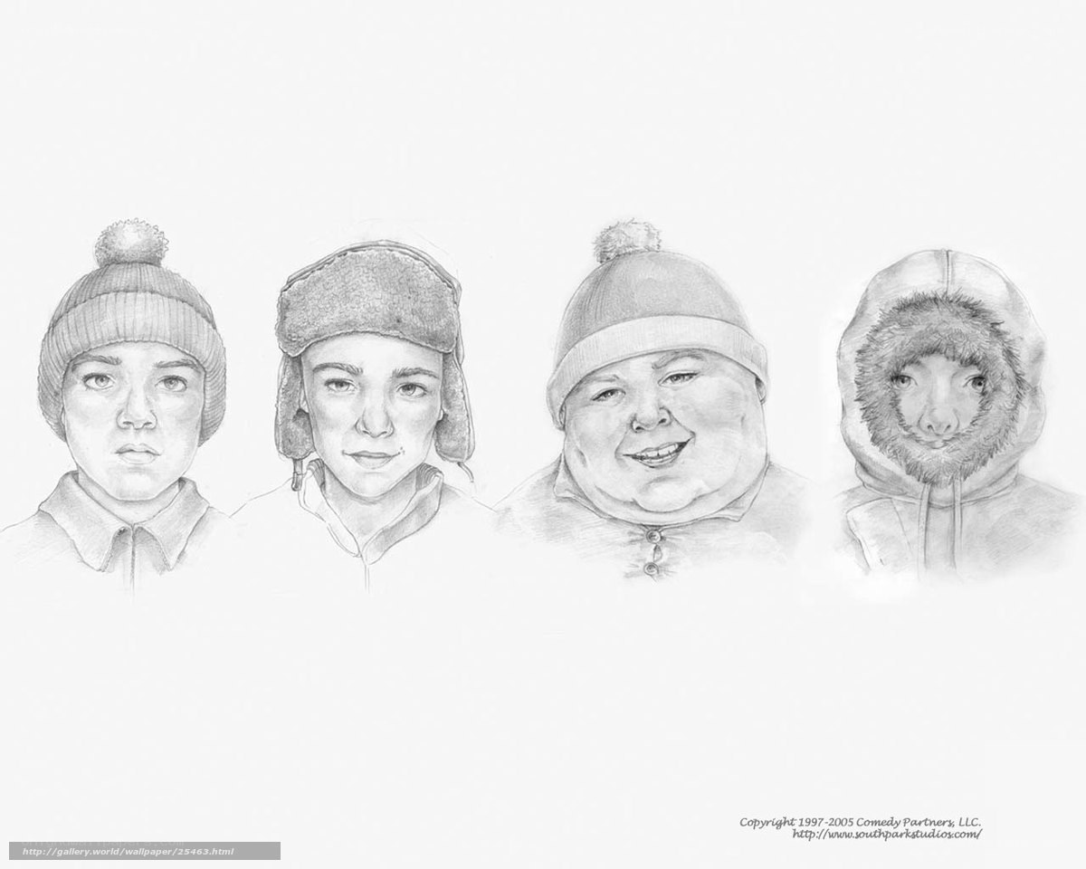 Four characters in winter hats