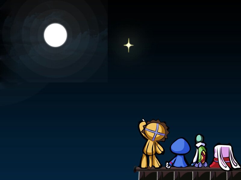 Four Characters on a Platform — Blue, Serene
