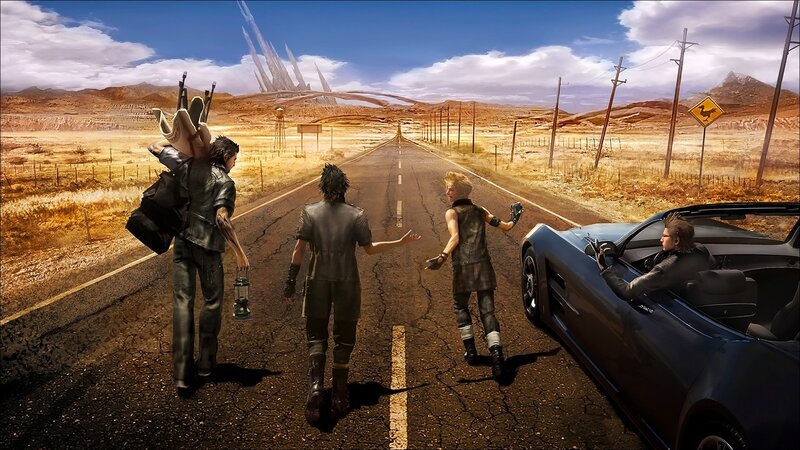 Four Characters on a Road — Blue, Dramatic