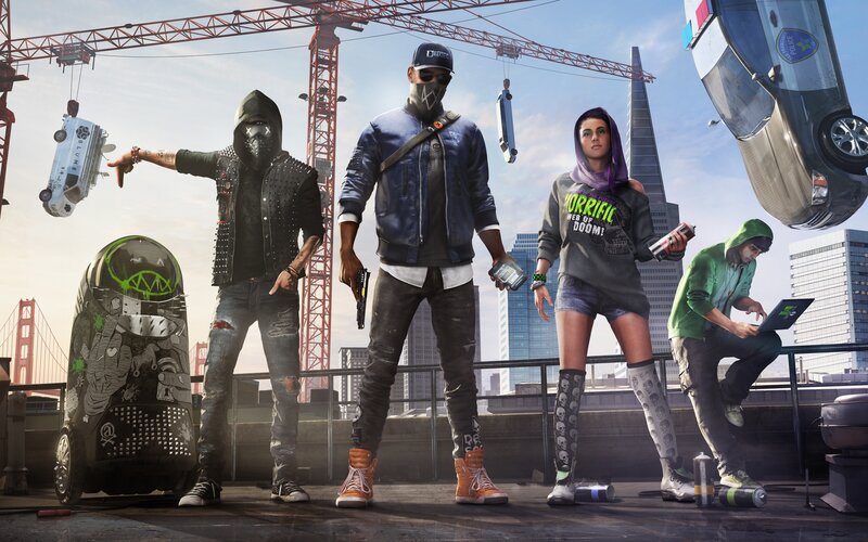 Four Characters on Rooftop — Blue, Dramatic