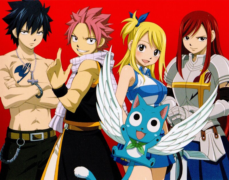Four Characters with a Cat — Red
