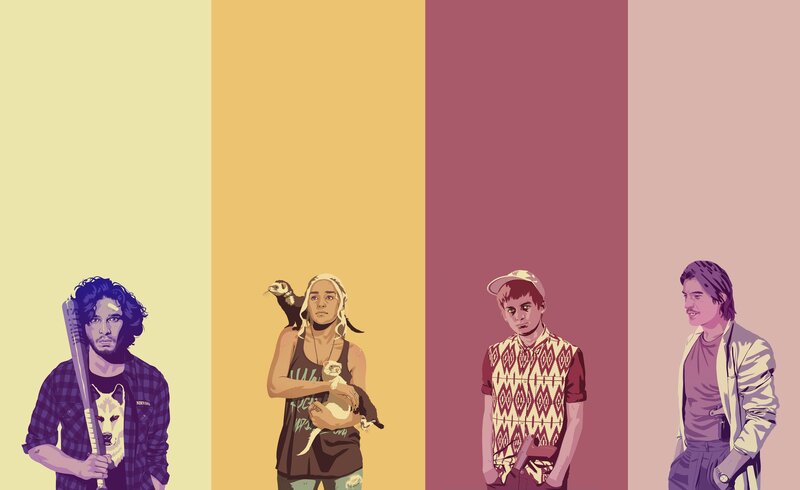 four characters with animals